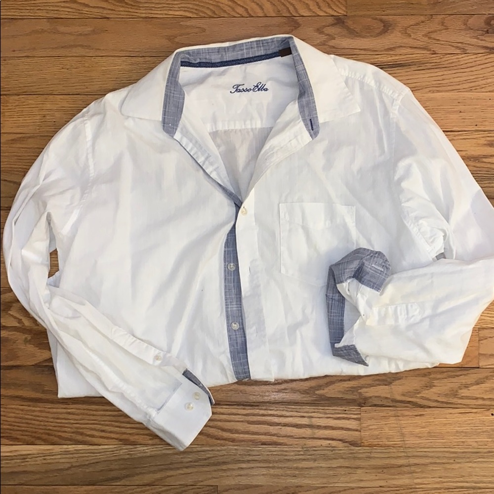 Tasso Elba white button down size L neck 16-16.5